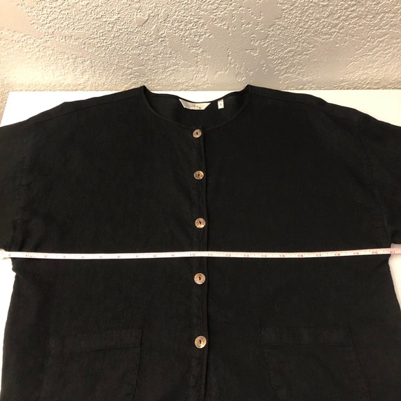 Kleen Linen Rayon Black Button Down Blouse - Picture 8 of 11